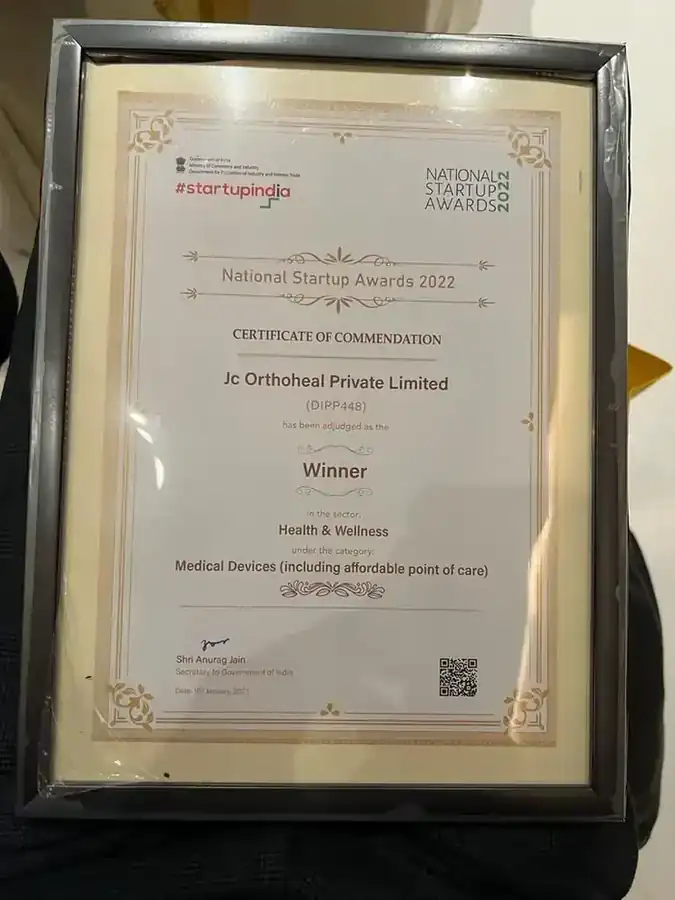 National Startup Awards 2022 certificate