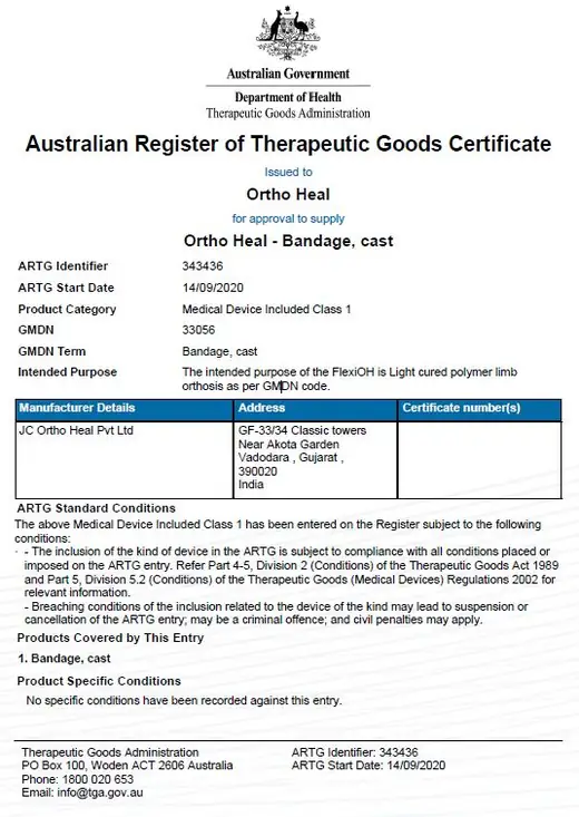 TGA — Australia certificate